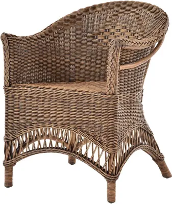 Produktbild von KRINES HOME  Rattansessel Landhaus Flechtsessel aus Natur-Rattan Rattan Sessel Korbsessel Wintergarten (Vintage Braun)