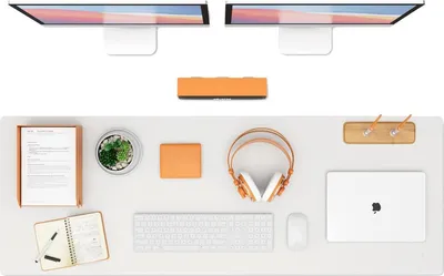 Zdjęcie produktu dla Knodel podkładka na biurko PVC pod laptopa dwustronna biała beżowa 43cm x 120cm