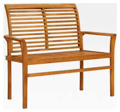 Produktbild von Teak Massiv Gartenbank 2-Sitzer Holzbank für Garten, Terrasse und Balkon 112cm