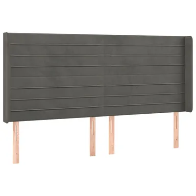 Image de vidaXL Tête de lit avec oreilles gris foncé 183x16x118/128 cm velours