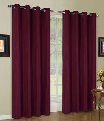 Mikrofaser Vorhang blickdichte matte unifarbene Gardine, Bordeaux Ösen, 245x140 Schal. Material aus Microsatin-Gewebe. 204000