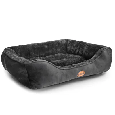 Produktbild von Nobleza Hundebett Mittelgroße Hunde, Hundekorb Rutschfestes, Superweicher Faserfüllung Schwarz, 77x67cm