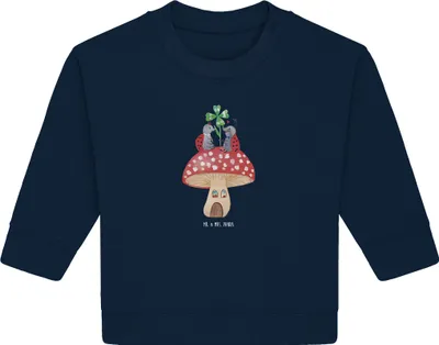 Produktbild von Mr. & Mrs. Panda Organic Baby Pullover Marienkäfer Fliegenpilz 12. - 18. Monat - French Navy - Geschenk, Wohnung, Fleigenpilzhaus, Zuhause, Haus, Bullover