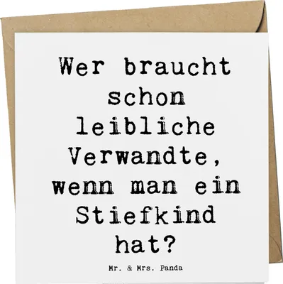 Produktbild von Mr. & Mrs. Panda Grußkarte Spruch Stiefkindliebe - Weiß - Geschenk, faltkarte, Familienliebe, Geburtstage, doppelkarte, Weihnachten, Patchworkfamilie, Liebe, Humor