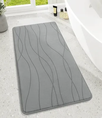 Image de Tapis de bain, tapis de bain en mousse à mémoire de forme, antidérapant, lavable, doux, absorbant, pour la salle de bain, gris, 60 x 120 cm