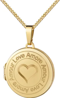Produktbild von Medaillon-Anhänger rund Gravur 333 Gold für 2 Fotos Bilder-Amulett MIT KETTE 50 cm