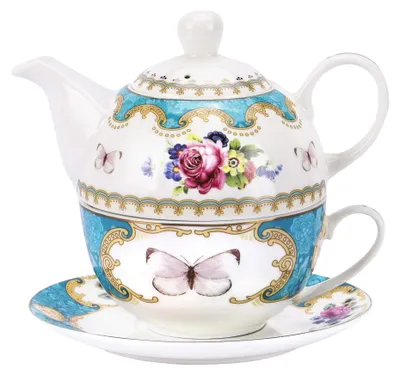 Image de Service à thé en porcelaine pour une personne, comprenant une théière et une tasse