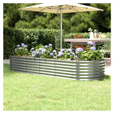 Produktbild von Hochbeet aus pulverbeschichtetem Stahl 224x80x36 cm Silber