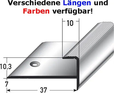 Produktbild von Einschubprofil "Matane", mit Nase für Laminat / Parkett, 10,3 mm Einfasshöhe, Aluminium eloxiert, gebohrt-bronze hell-1000