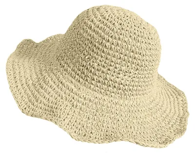 Produktbild von Damen-Sonnenhut mit breiter Krempe, Sommer-Strandhut, faltbarer Reise-Strohhut für Damen