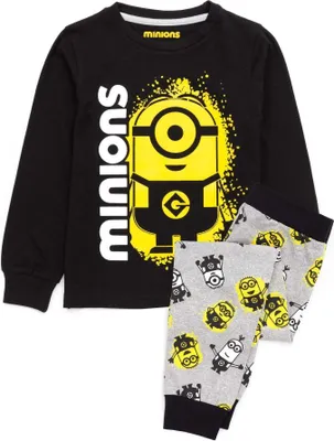 Image de Minions - Pyjama avec pantalon long pour garçon NS6600 (128) (Noir/Gris/Jaune)