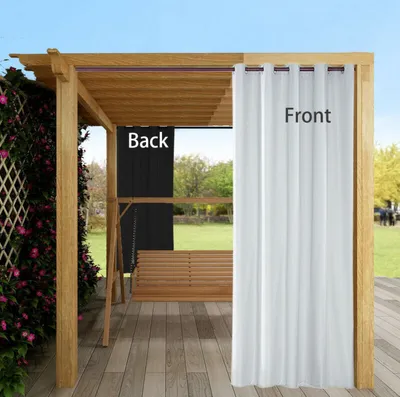 Image de Topchances 2 Panel Outdoor Rideau avec oeillets, Jardin Patio Balcon Rideau occultant étanche pour gazebo balcon, maison de plage porche, pergola (Blanc, 54*96 in)