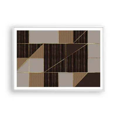 Produktbild von Gerahmtes Poster - Weißer Rahmen - Rechtecke Quadrate Braun - 100x70 cm - Wand Bild - Wanddeko - Wandbilder - Kunstposter - Wandposter - Bilderrahmen - Bilder - Kunstdruck - P2WAA100x70-4610