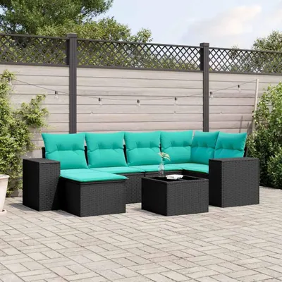 Immagine prodotto di Maison Exclusive - Set di 7 mobili da giardino con cuscini, polyrattan nero