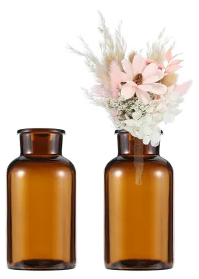 Image de Omgoods - Ensemble de 2 vases en verre marron - Mini vases pour la décoration de table