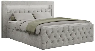 Produktbild von Boxspringbett 180x200 mit Led, Polsterbett 180x200 mit LED Kopfteil - Multipocket-Matratze H3 - Doppelbett mit Bettkasten Stauraumbet - GOLD-9 - 180x200cm - Strukture - Hellgrau - H3