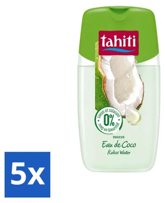 Immagine prodotto di 5 flaconi di bagnoschiuma Tahiti al cocco - 0% coloranti - 250 ml - confezione - 5 pezzi