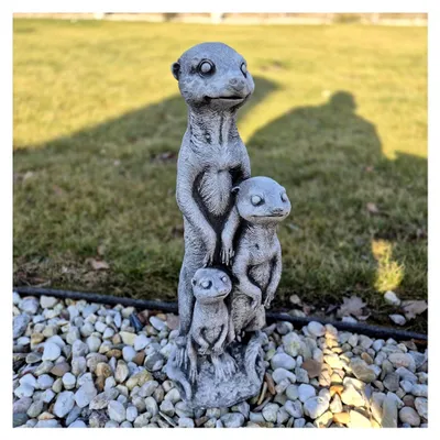 Produktbild von Erdmännchen Familie 50 cm – 9 kg Steinguss – 3 Figuren – Wetterbeständig & frostsicher – Gartendekoration