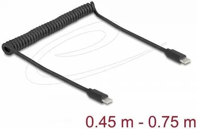 Produktbild von DELOCK USB 2.0 Type-C Spiralkabel Stecker-Stecker 0.45-0.75m