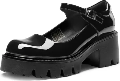Produktbild von DREAM PAIRS Frauen Chunky Plattform Mary Janes Schuhe Schnalle Riemen Runde Zehe Wohnungen Seicht Mund Japanisch Süß Lolita Prinzessin Schuhe,Farbe:SCHWARZ-PAT,Größe:43
