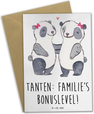 Produktbild von Mr. & Mrs. Panda babykarte Tante Bonuslevel - Weiß - Geschenk, hochzeitskarten, osterkarten, glückwunschkarten, weihnachtskarten, einladungskarten, einzigartige Designs