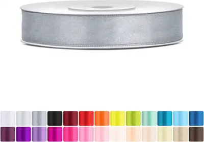 Produktbild von Satinband 12mm Grau - 25 Meter Rolle Geschenk- & Schleifenband