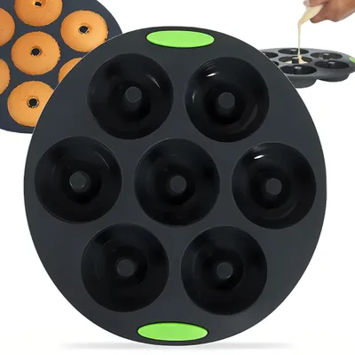 Produktbild von Karwil Silikon-Donutform für 7 Stück, Backform Grau