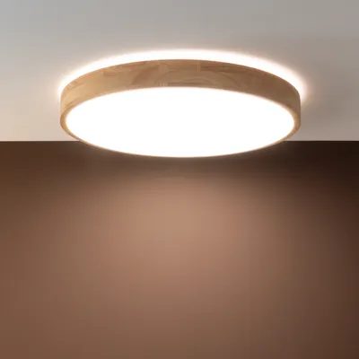 Produktbild von BRILLIANT Slimline LED Wand- und Deckenleuchte 49cm holz hell/weiß Innenleuchten | 1x 60W LED integriert, 6300lm, 3000-6500K | Stufenlos dimmbar über Fernbedienung