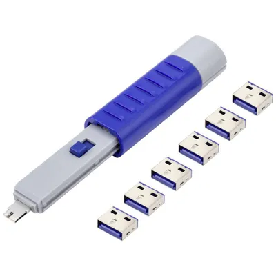 Produktbild von Renkforce USB-A Port Schloss RF-4714586 6er Set Silber, Blue inkl. 1 Schlüssel RF-4714586