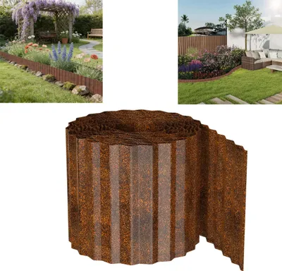 Zdjęcie produktu dla XMTECH, metalowa krawędź do trawnika, falista, ocynkowana, 50 m x 15 cm, krawędź do koszenia, odporna na rdzę