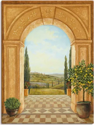 Produktbild von ARTland Leinwandbild Ausblick mit Zitronenbaum II Größe: 60x80 cm