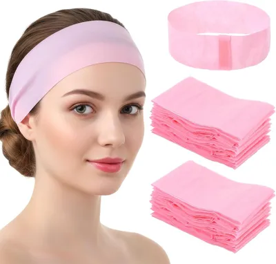 Obrázok produktu pre Jednorázové čelenky 50 ks, ružová, netkaná textília, pre make-up