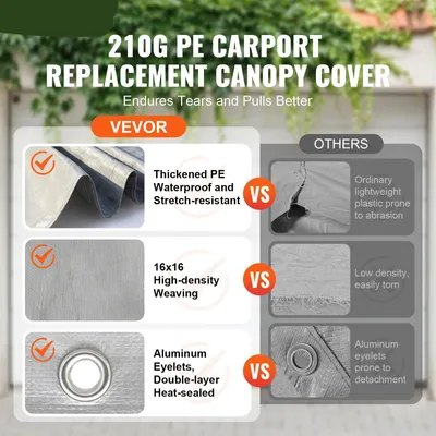 Image de Tente pour garage - Tente - Tente de réception - Tente pour carport - Tente pour carport - Tente pour garage - Tente de remplacement pour garage - 7,5 pouces