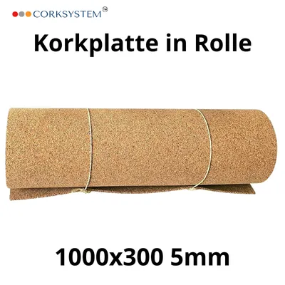 Produktbild von Korkrolle Naturkork 5mm – 1000x300mm – Dämmung, Schallschutz, DIY – 2 Stück