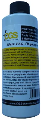 Obrázok produktu pre Kompresorový olej CGS PAG ÖL Universal, 250 ml fľaša, rôzne farby