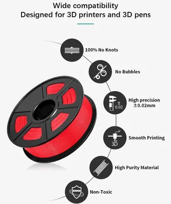 Obrázek produktu pro PLA filament – filament pro 3D tiskárny – 1,75 mm – 1 kg – 330 metrů – ±0,02 mm – červený