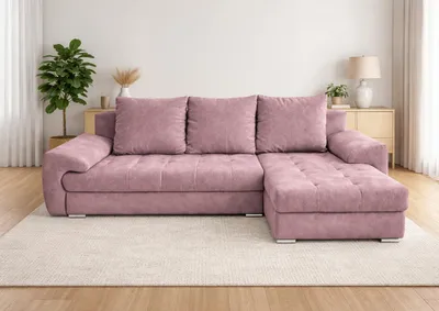 Produktbild von Ecksofa mit Schlaffunktion, ausziehbares Ecksofa VELUTO, Eckcouch mit Wellenfeder