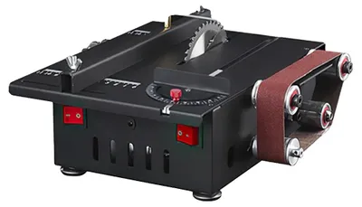 Productafbeelding van Mini-zaagmachine en bandschuurmachine, 7 snelheidsregelingen, diverse accessoires, zwart