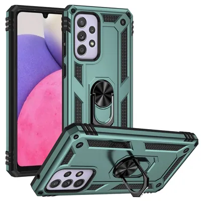 Produktbild von Galaxy A33 5G Hülle, Dual Layer Robust Militäre Schutzhülle mit Ringhalterung Ständer für Samsung Galaxy A33 5G Grün