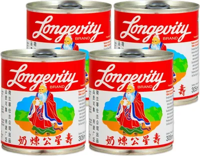Produktbild von [ 4x 305ml / 397g ] LONGEVITY Gezuckerte Kondensmilch / 8% Milchfett / Sweetened Condensed Milk