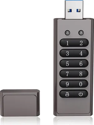 Image de clé USB cryptée 256 bits 64 Go Clé USB sécurisée par mot de passe USB3.0 U Disk Support Reset/Wipe/Auto Lock Function, Grey