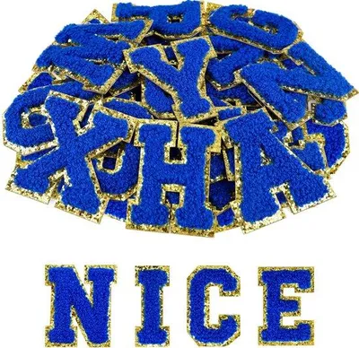 Productafbeelding van Dailygoods- Letterpatches 26 stuks - Zelfklevende Patches - Geborduurde Applicatie - Chenille Stoffen Patch - Glitter Letters - DIY Accessoires - Stofpatches