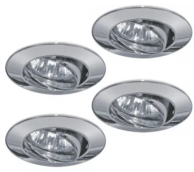 Immagine prodotto di 4 lampade da incasso Paulmann di alta qualità, orientabili, max. 35W, 12V, attacco GU4, diametro 35mm, finitura cromo/alluminio, materiale: zinco