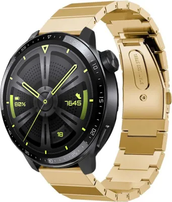 Produktbild von Strap-it Metallarmband - Kompatibel mit Huawei Watch GT 3Armband 46mmHochwertiger EdelstahlHuawei watch elegant Armband mit faltschließe für 22mmArmband Gold