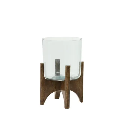 Produktbild von Light & Living Vase auf Fuß Jace Glas mit Holz Braun - Ø23x34 cm