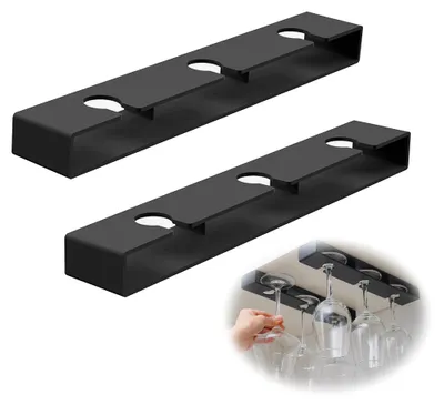 Glashalter hängend, 2 Stück, schwarz, für Weingläser, ohne Bohren