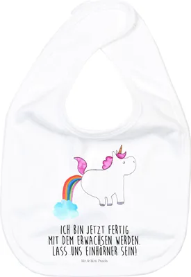 Produktbild von Mr. & Mrs. Panda Lätzchen Einhorn Pupsen - Weiß - Geschenk, Regenbogen, Unicorn, Glitzer, Sabber, Schlabberlatz, Für Babys, Babylätzchen, Sabberlätzchen, Spaß, Freundin