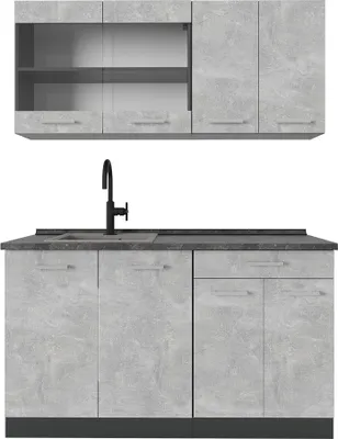 Produktbild von Vicco Singleküche R-Line, 140 cm ohne Arbeitsplatte, Beton/Anthrazit