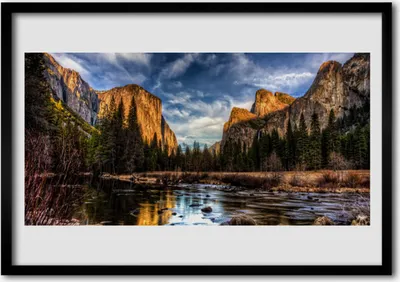 Produktbild von Bild 100x70 MDF-Rahmen Wandkunst Forest Lake Mountain Nature
