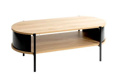 Productafbeelding van HAKU salontafel, eikenhout, naturel, zwart - Metaal, MDF, B/H/D: 100x37x54 cm
